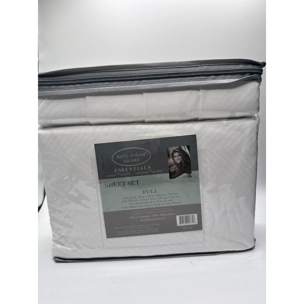 Kathy Ireland Home Essentials Full Sheet Set White Microfiber Deep Pocket 6pc